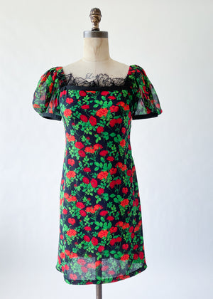 Vintage 1990s YSL Silk and Lace Dress