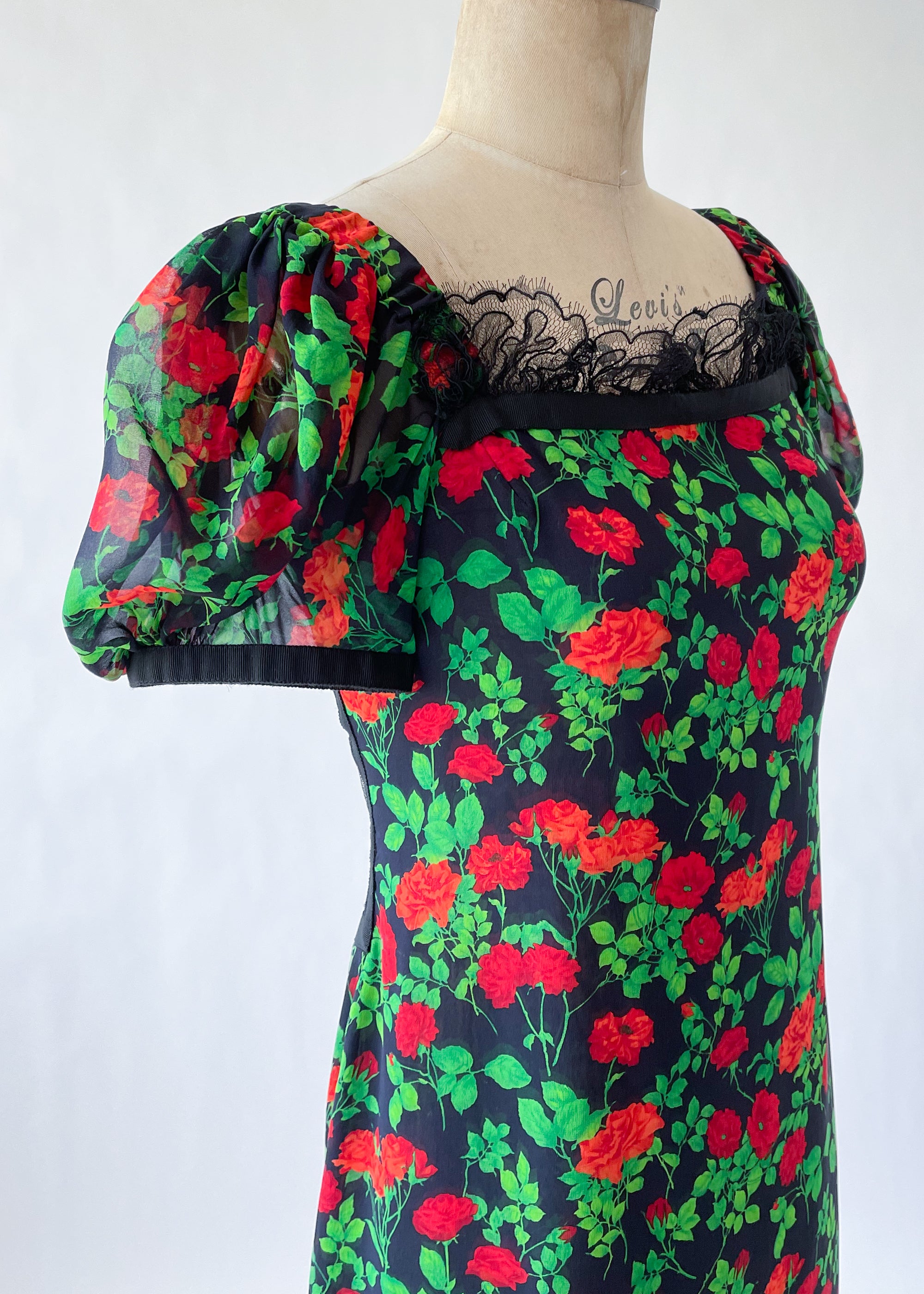 Vintage 1990s YSL Silk and Lace Dress