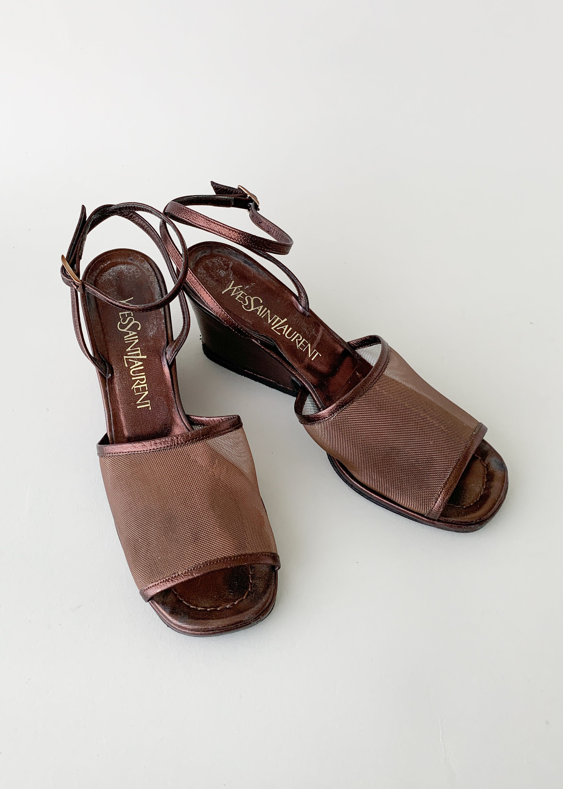 Vintage 1990s YSL Ankle Strap Sandals