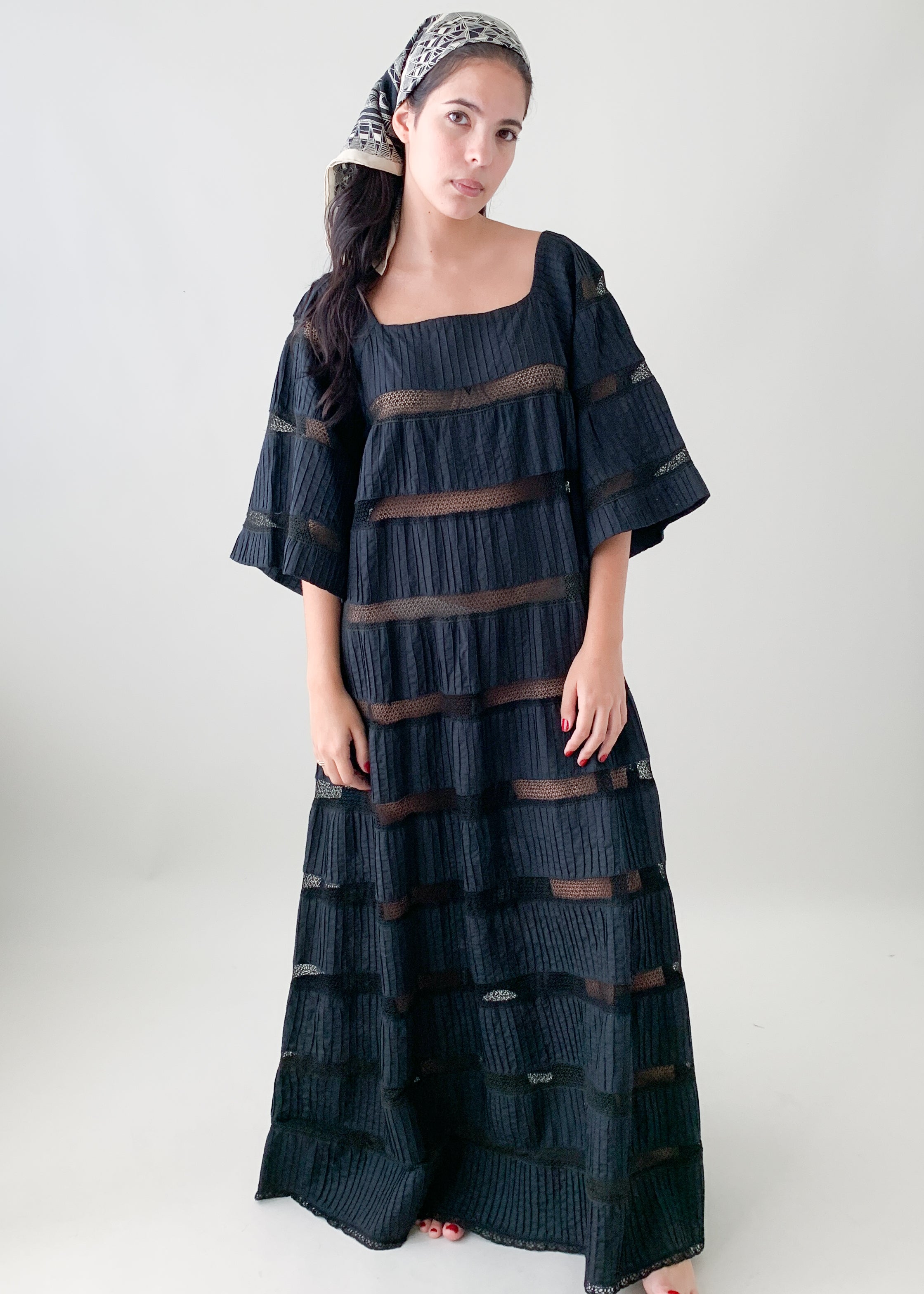 Vintage 1970s Mexican Cotton Maxi Dress