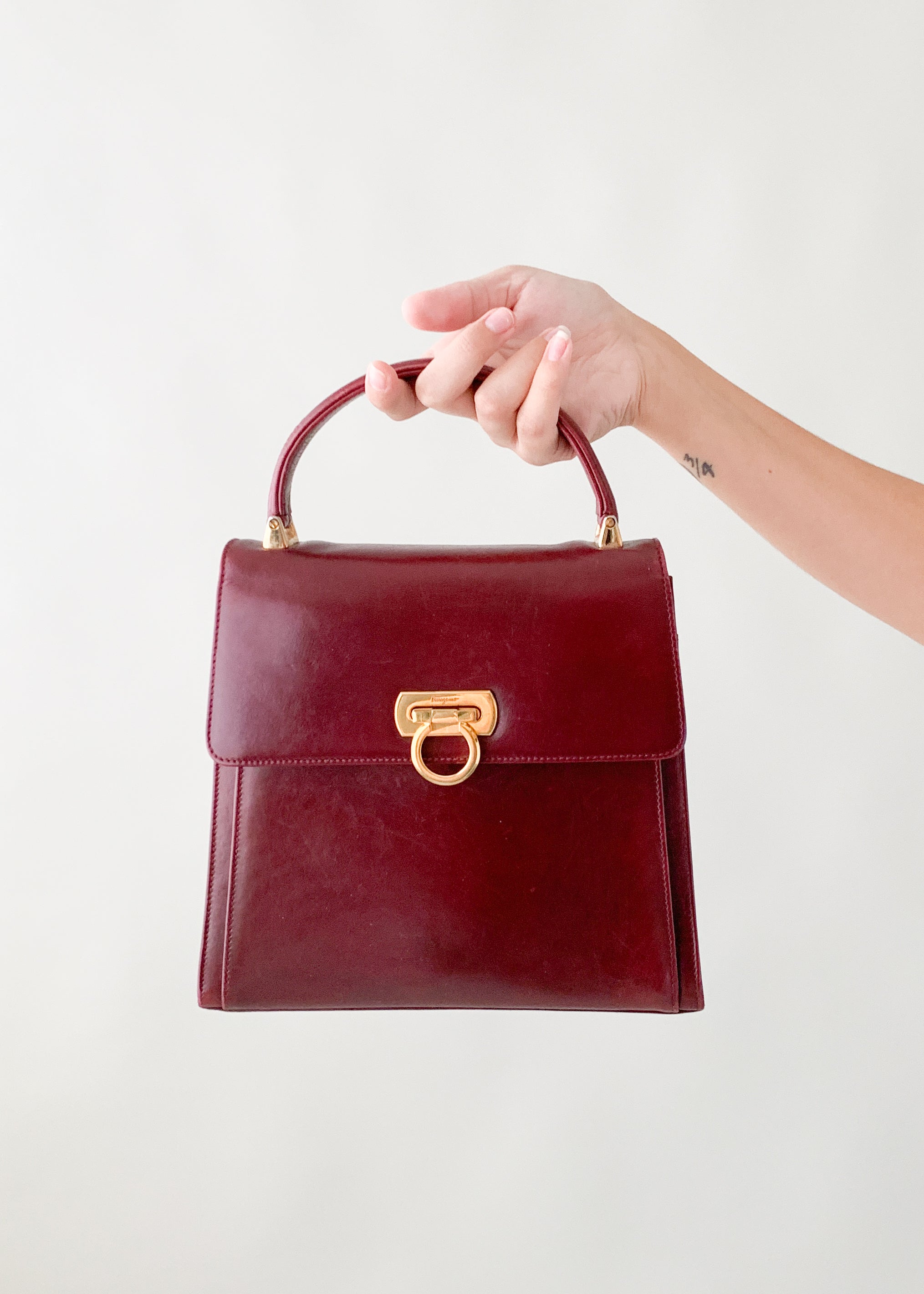 Salvatore Ferragamo Handbag Leather Black Gold Hardware Women's | eLADY  Globazone