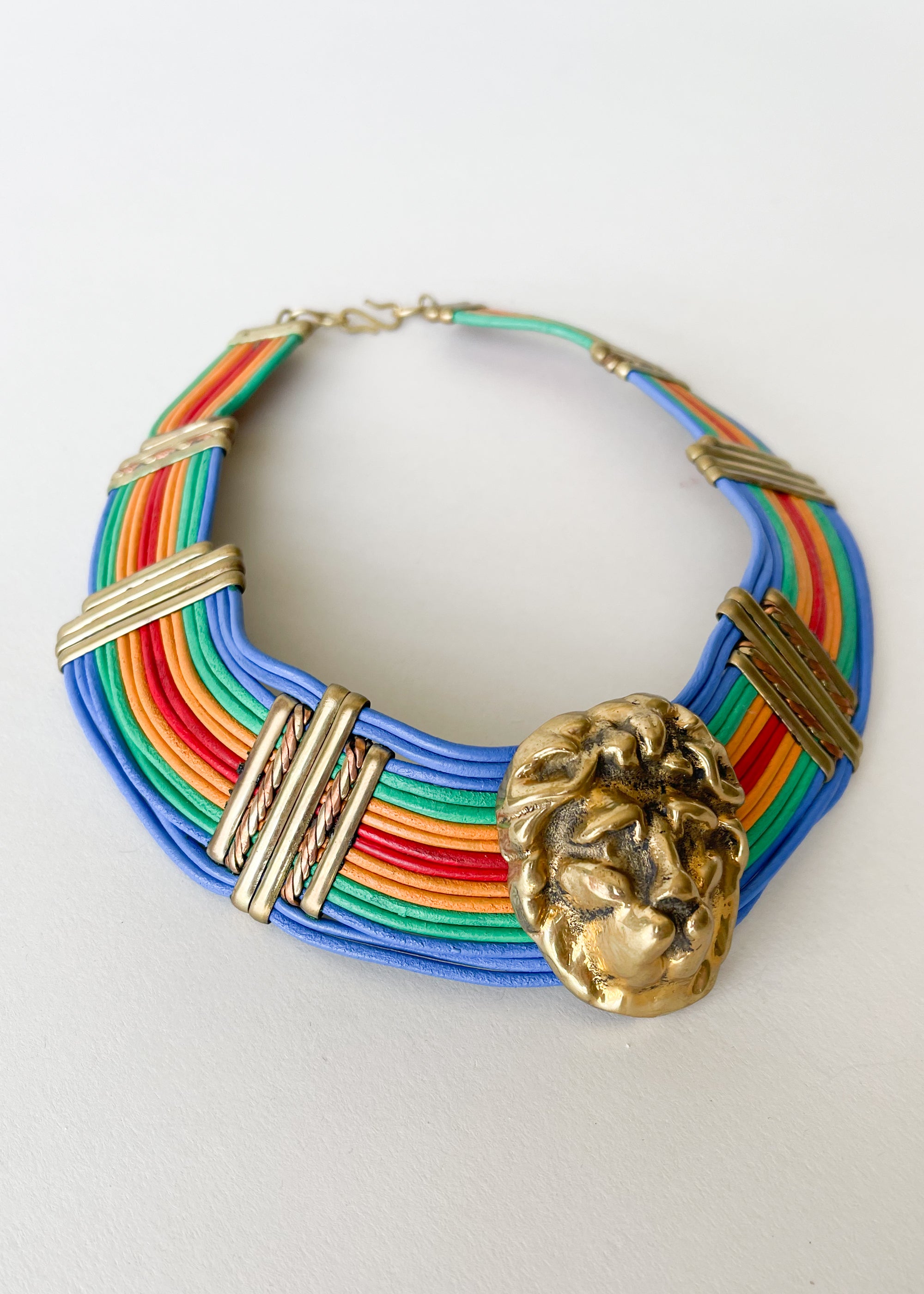 Vintage 1980s Lion Head Rainbow Choker