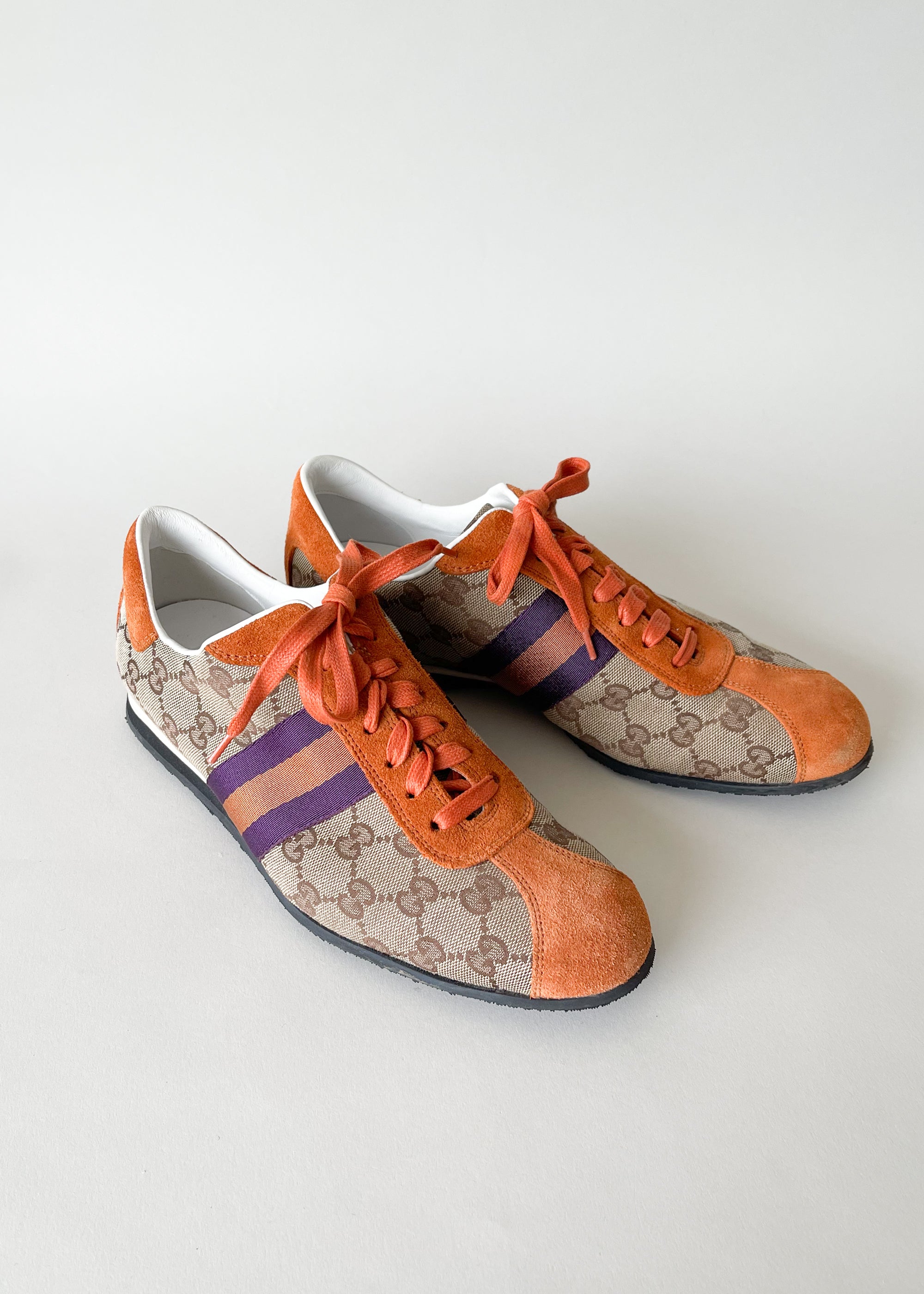 Vintage Gucci Orange and Purple Logo Canvas Sneakers