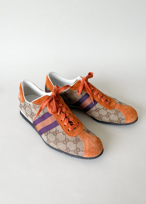 Vintage Gucci Orange and Purple Logo Canvas Sneakers