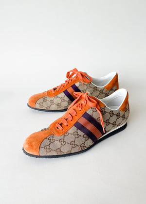 Vintage Gucci Orange and Purple Logo Canvas Sneakers