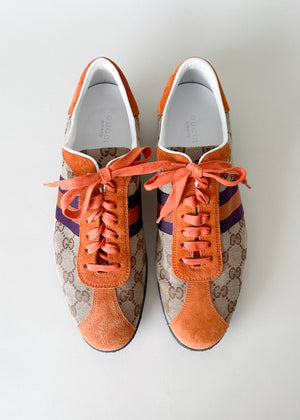 Vintage Gucci Orange and Purple Logo Canvas Sneakers