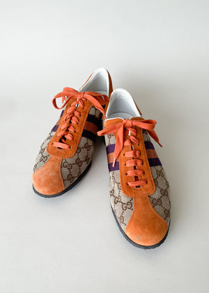 Vintage Gucci Orange and Purple Logo Canvas Sneakers