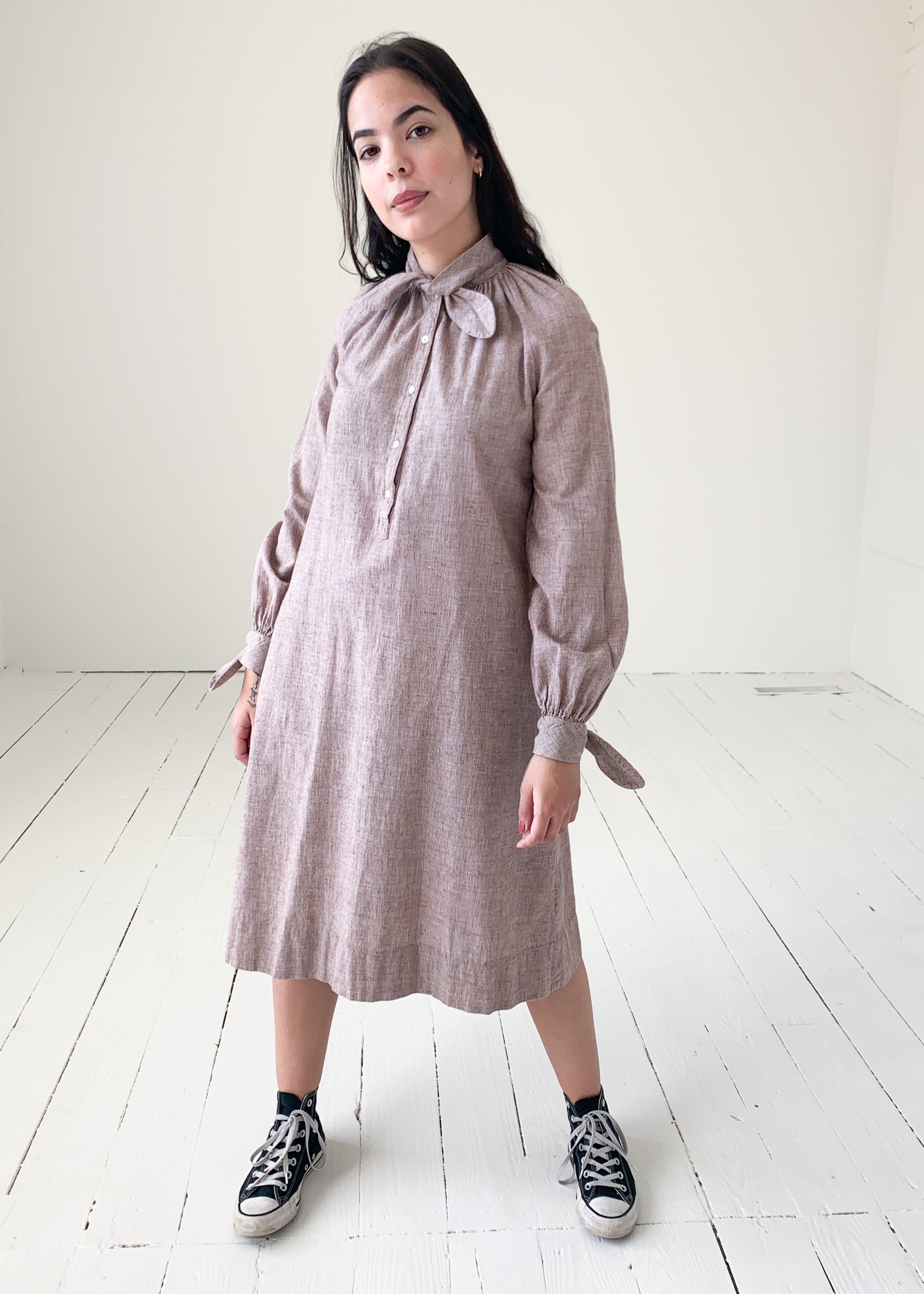 Vintage 1970s India Imports Checked Dress