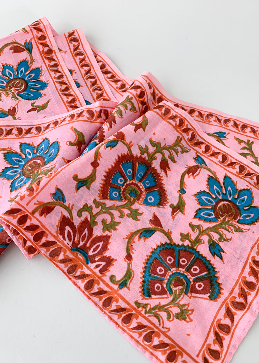 Vintage Indian Block Print Silk Scarf