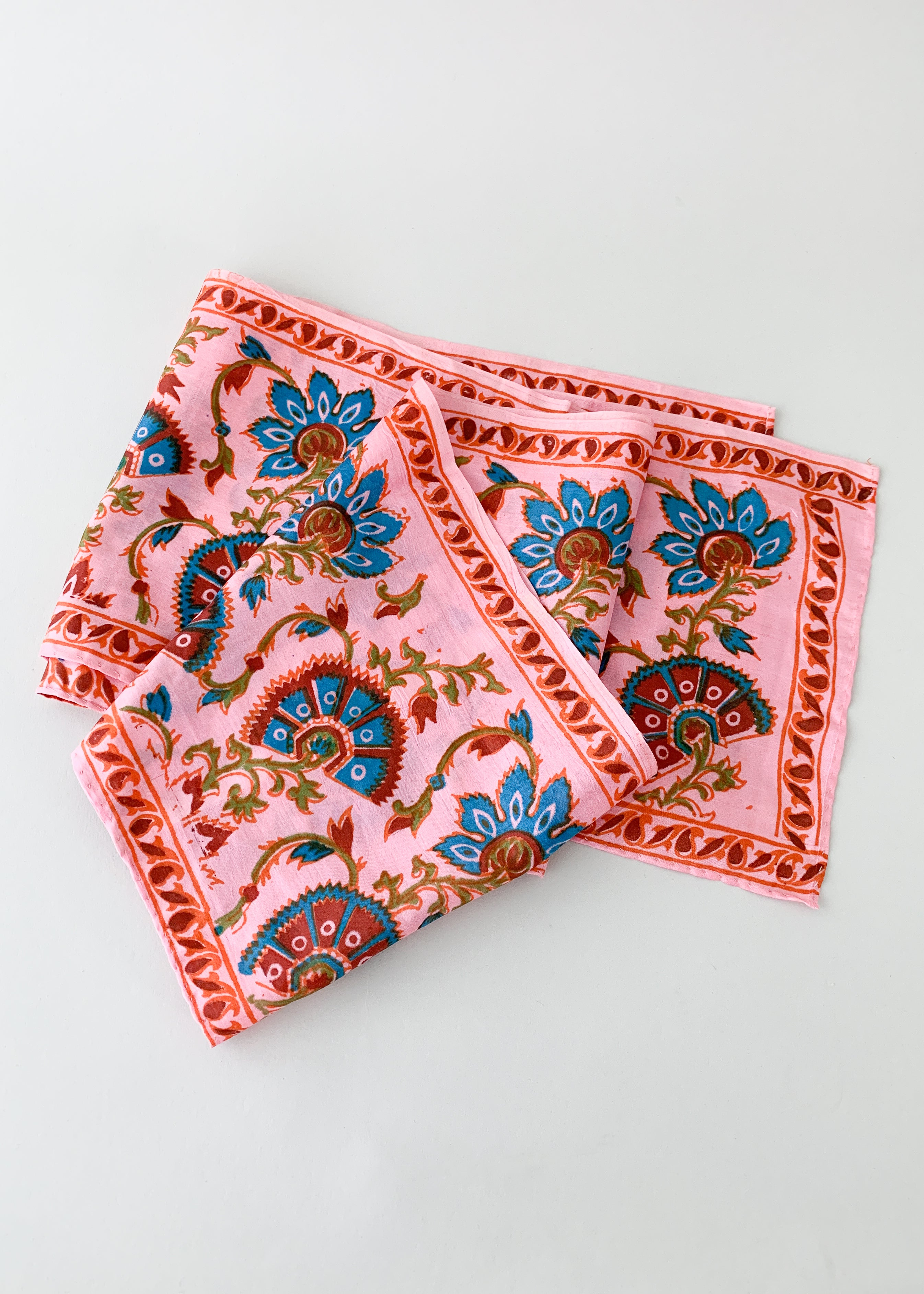 Vintage Indian Block Print Silk Scarf