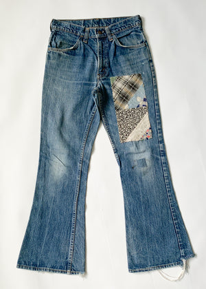 Vintage 1960s Levi's Flare Leg Jeans with Quilt Patching