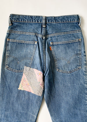 Vintage 1960s Levi's Flare Leg Jeans with Quilt Patching