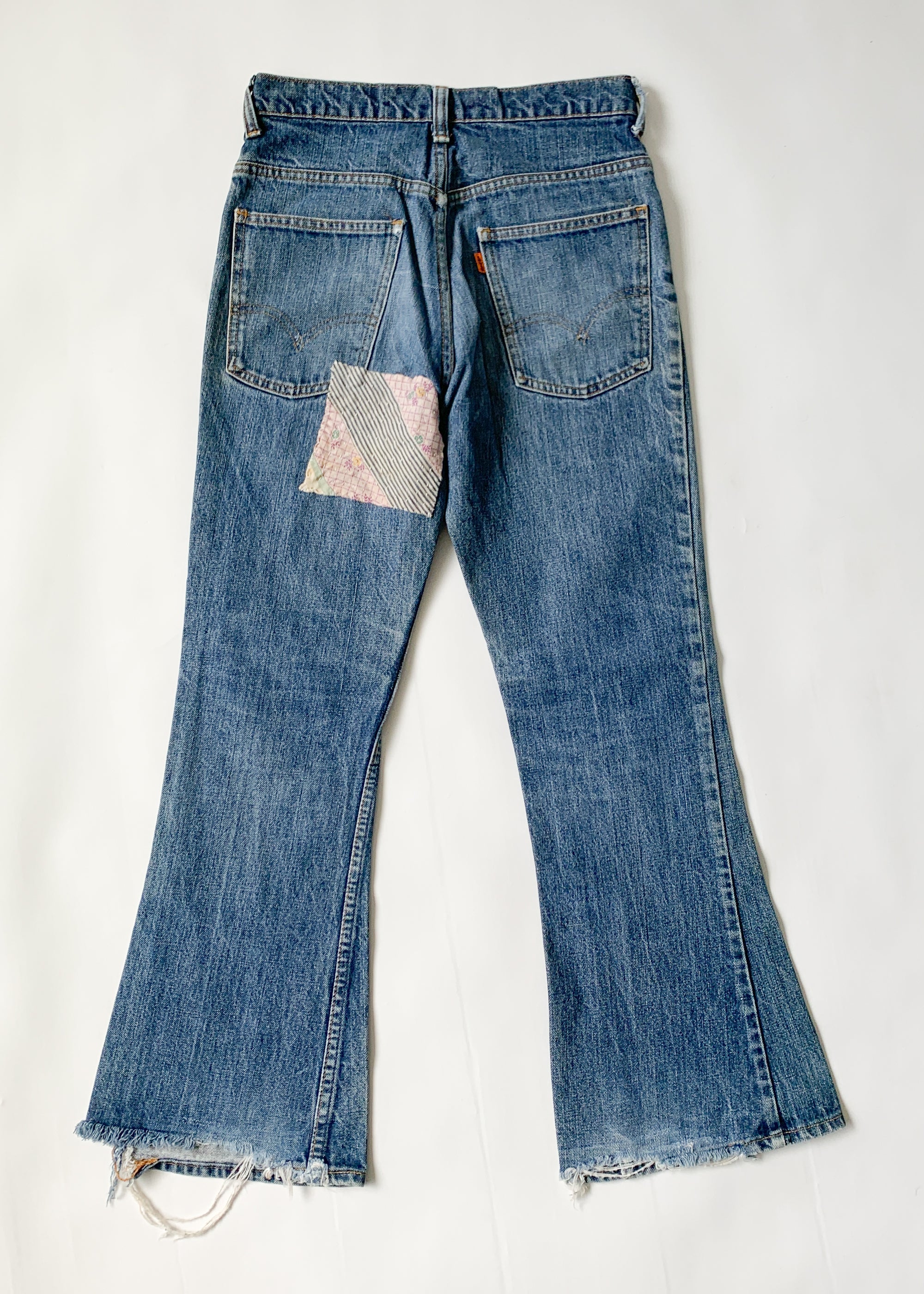 Vintage 1960s Levi's Flare Leg Jeans with Quilt Patching