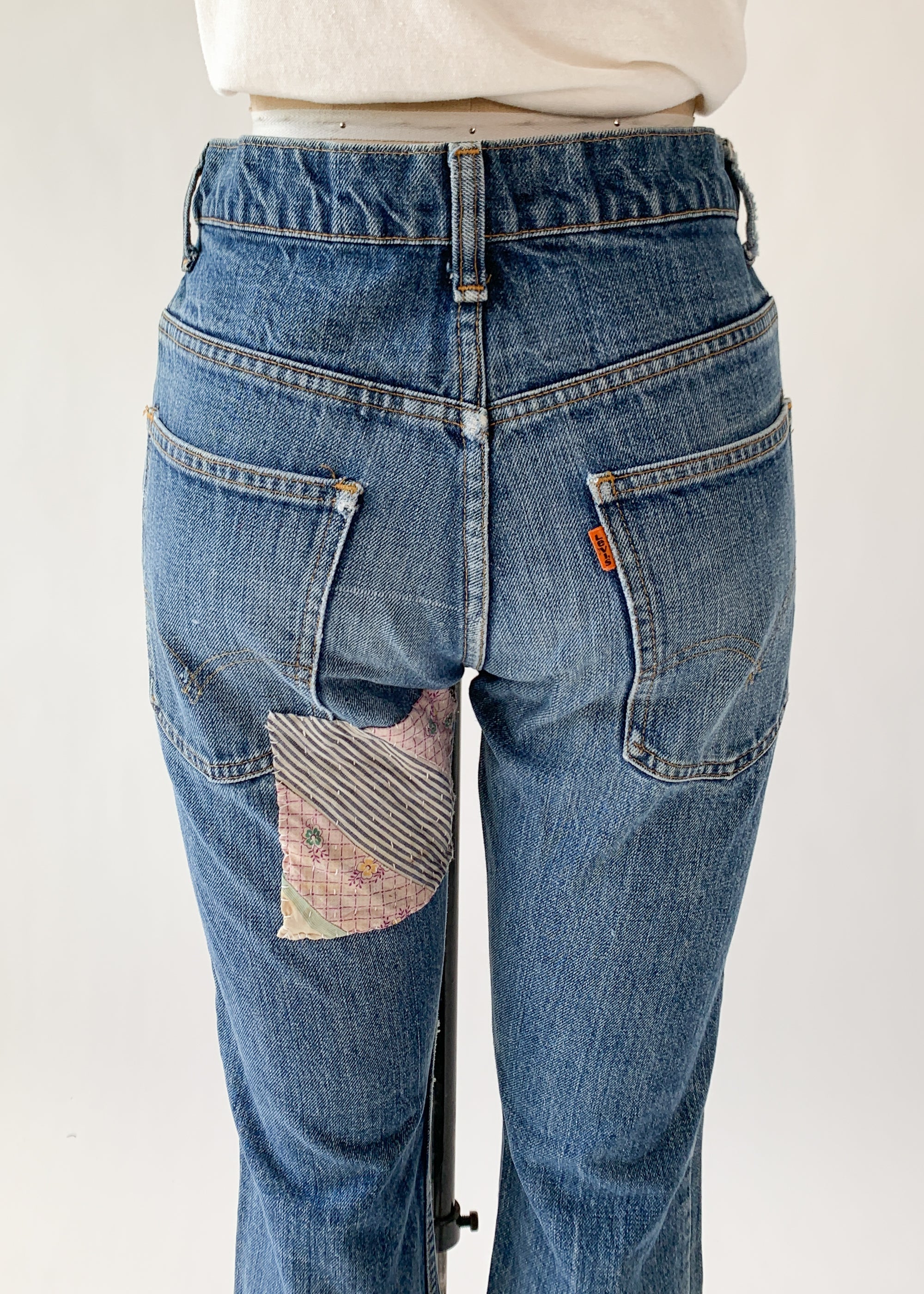 Vintage 1960s Levi's Flare Leg Jeans with Quilt Patching