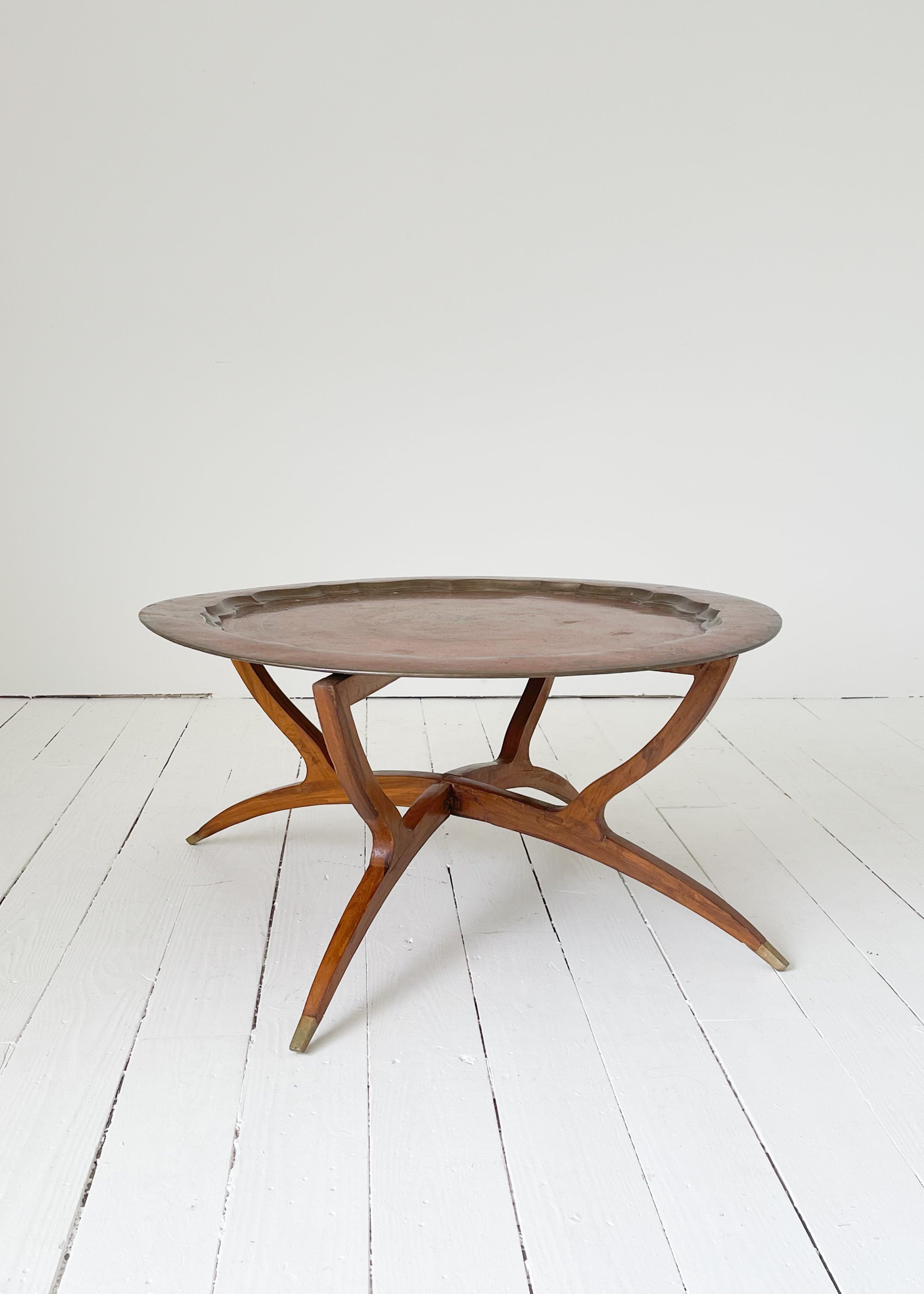 Vintage Mid-Century Brass Tray Coffee Table
