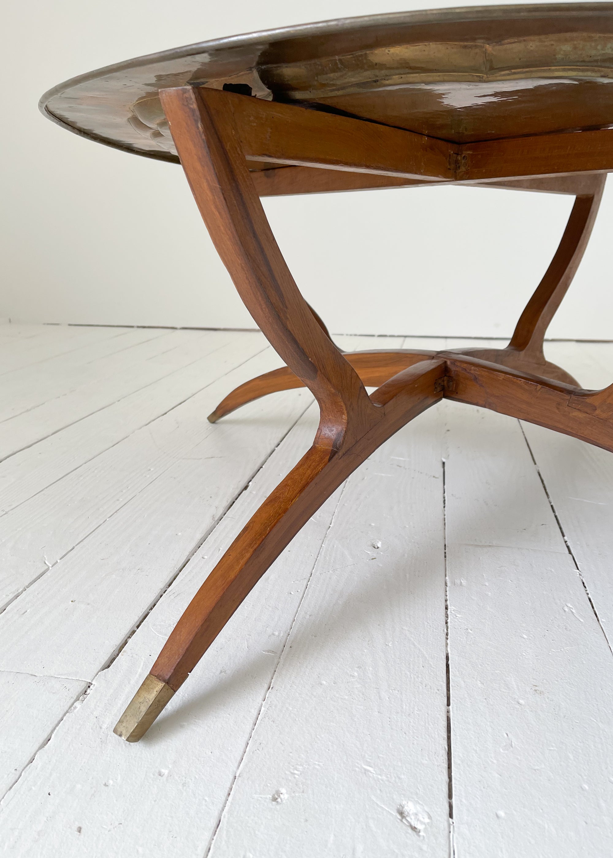 Vintage Mid-Century Brass Tray Coffee Table