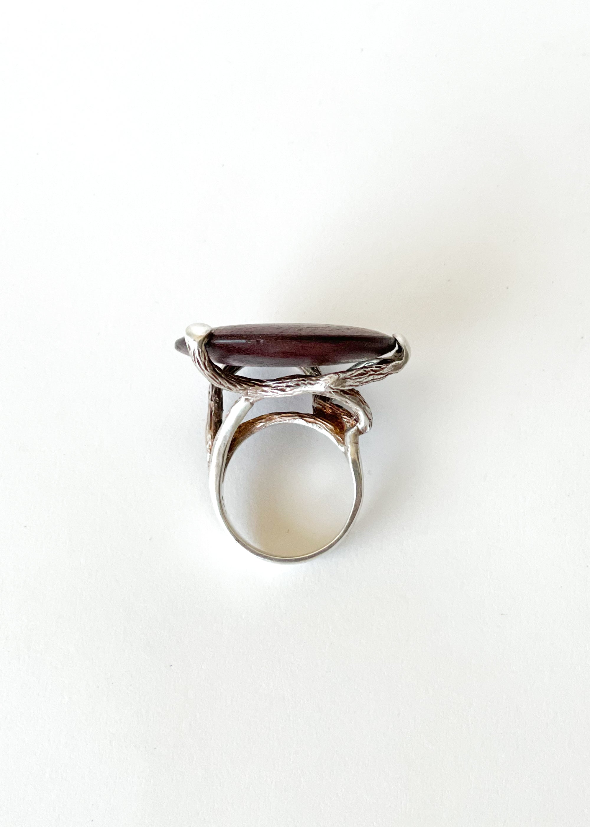 Vintage MidCentury Teak and Silver Ring
