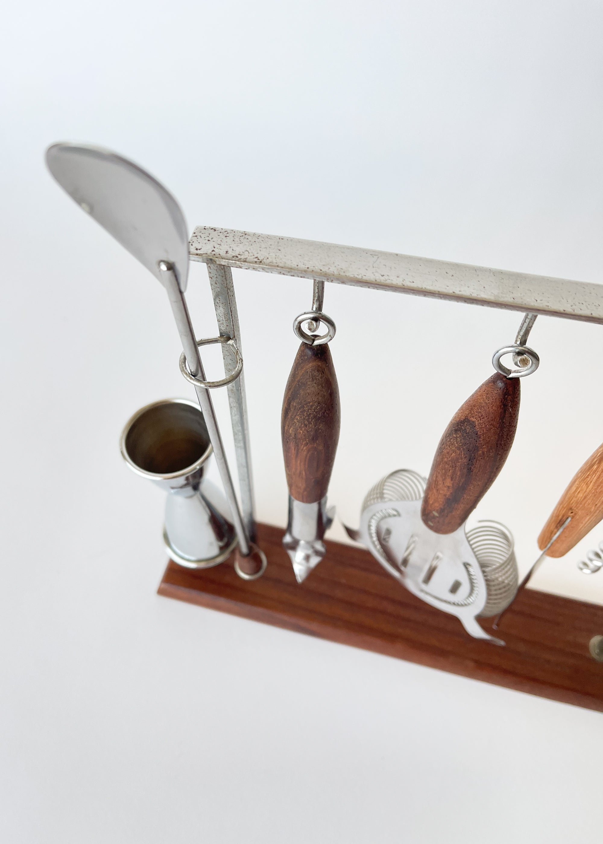 Vintage MCM Teak Bar Tool Set