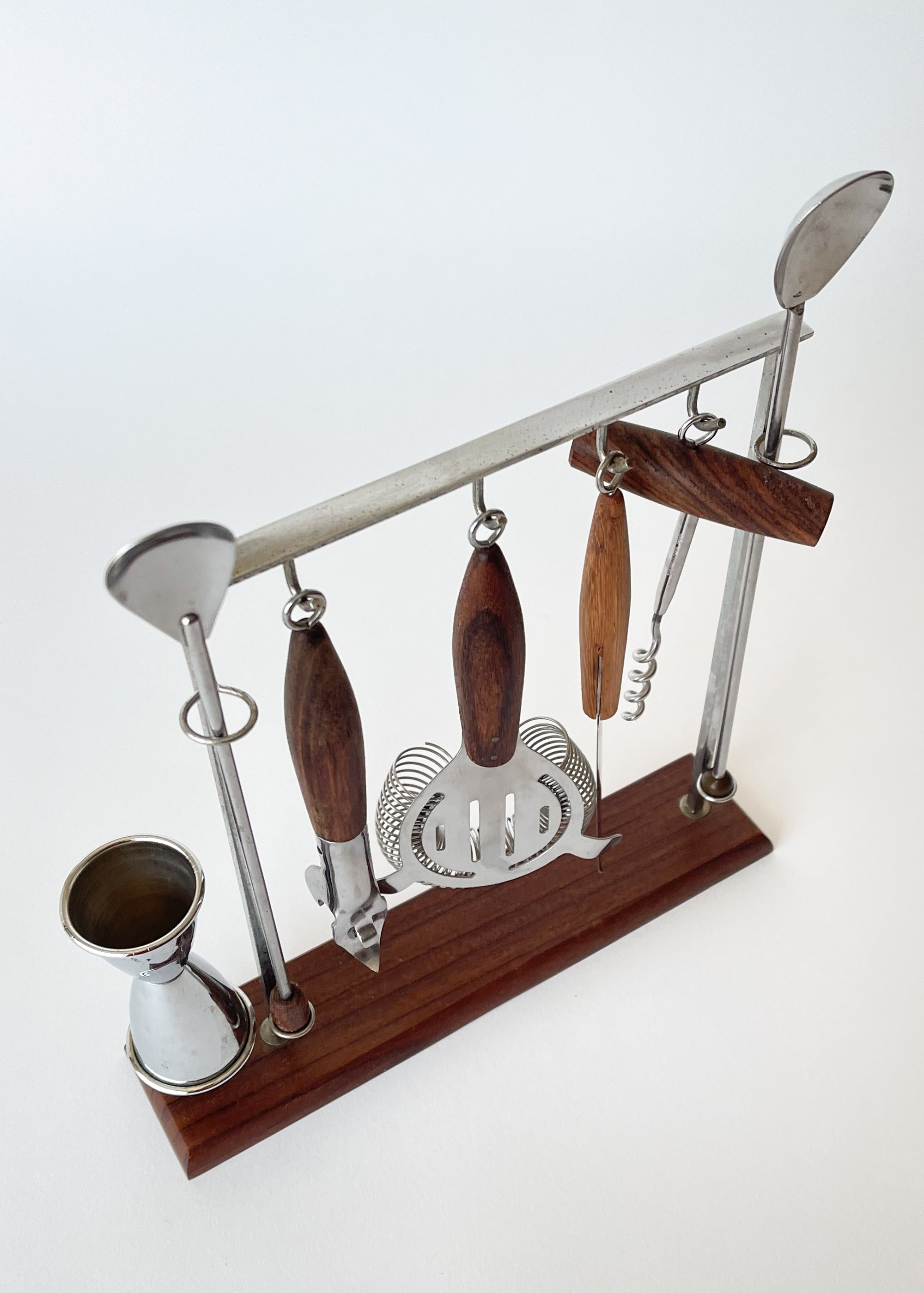 Vintage MCM Teak Bar Tool Set