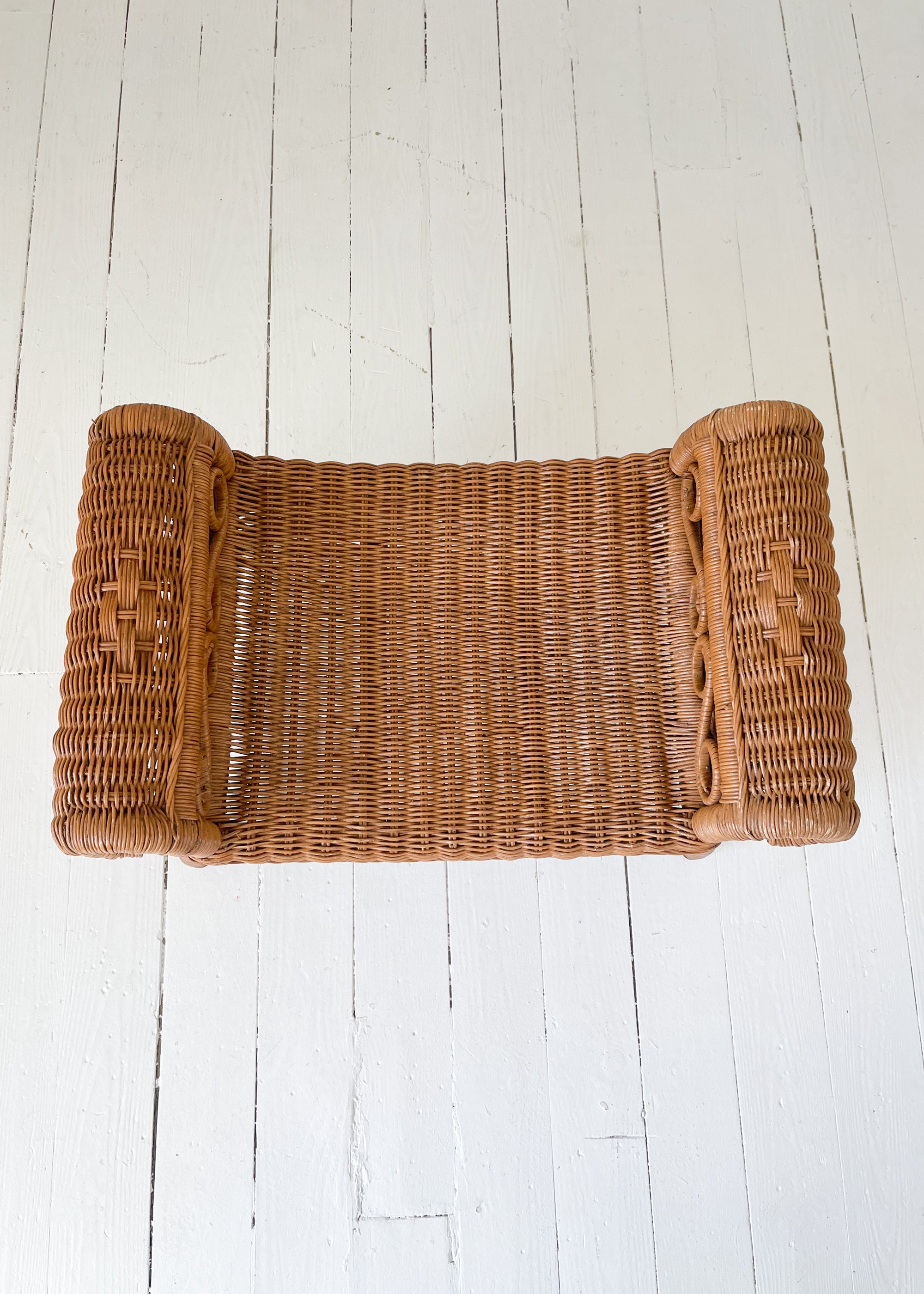 Vintage MCM Wicker Bench