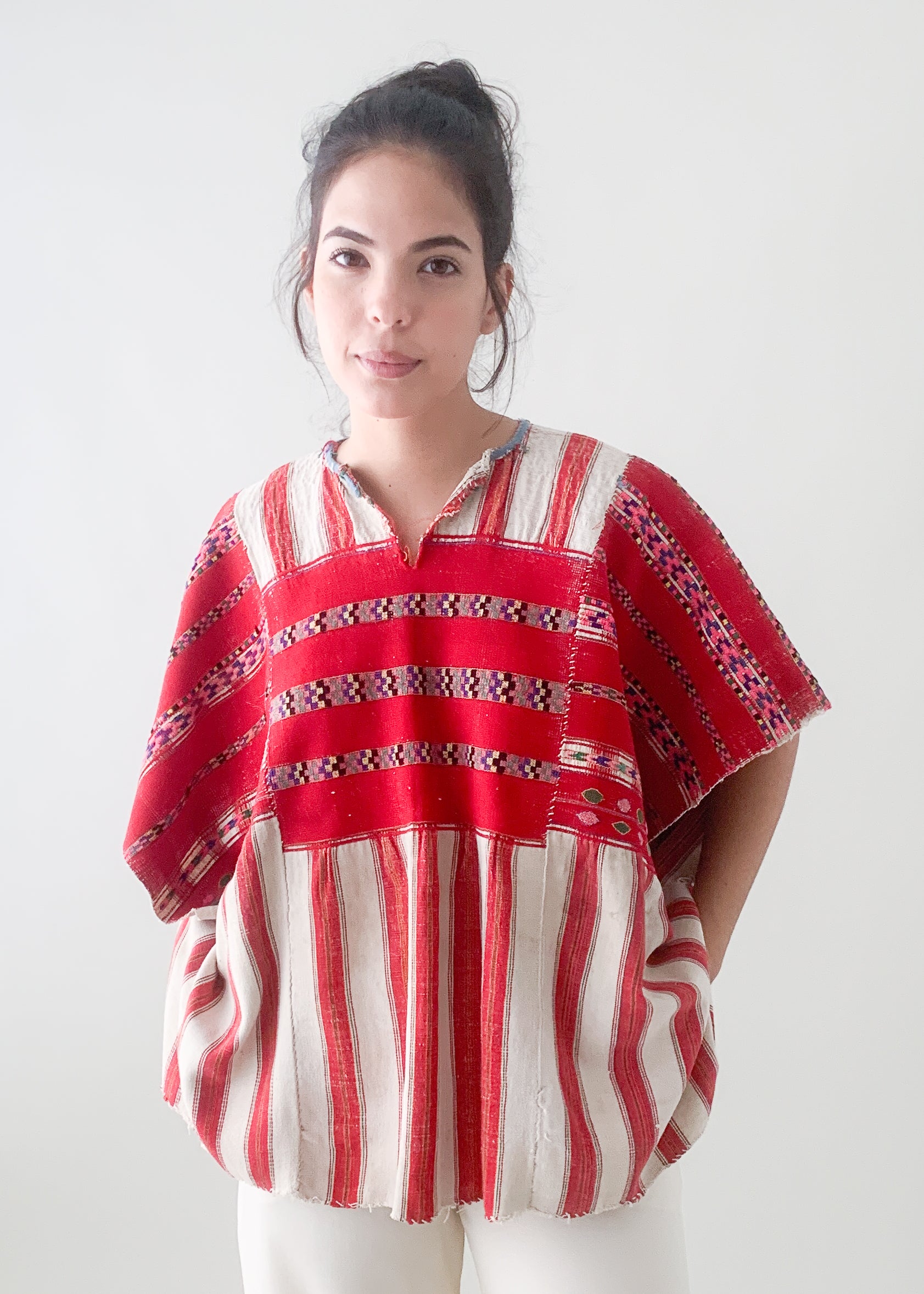 Vintage Red and White Huipil