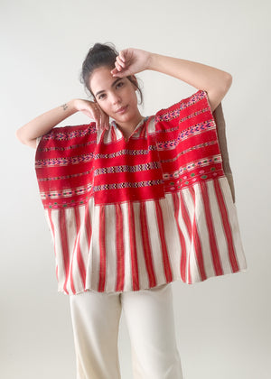 Vintage Red and White Huipil