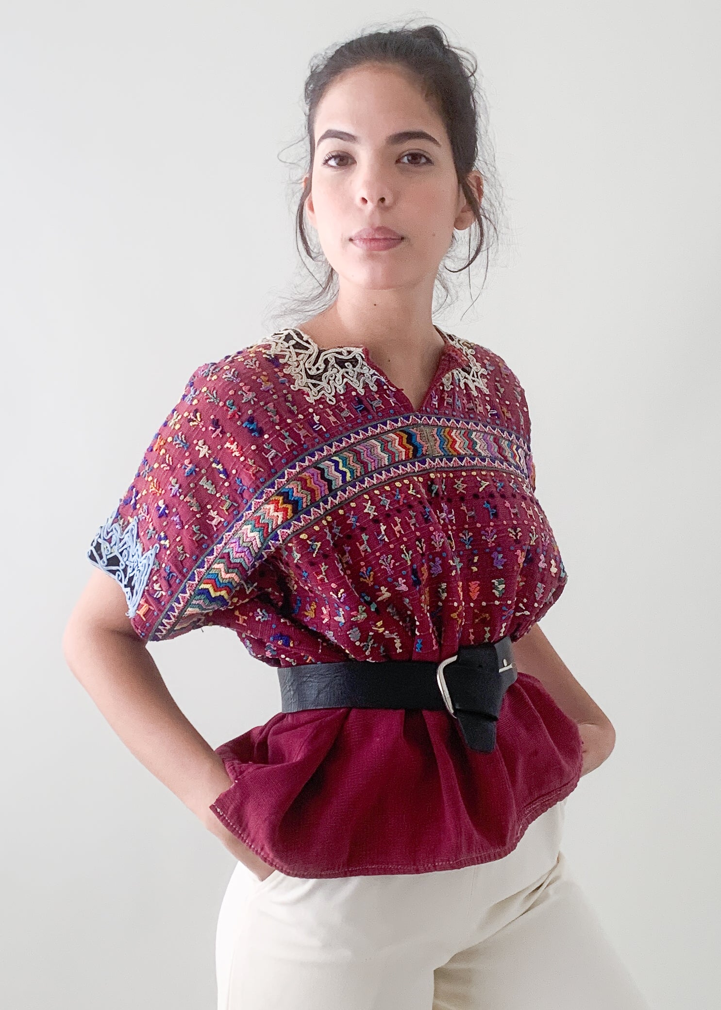 Vintage Maroon Huipil