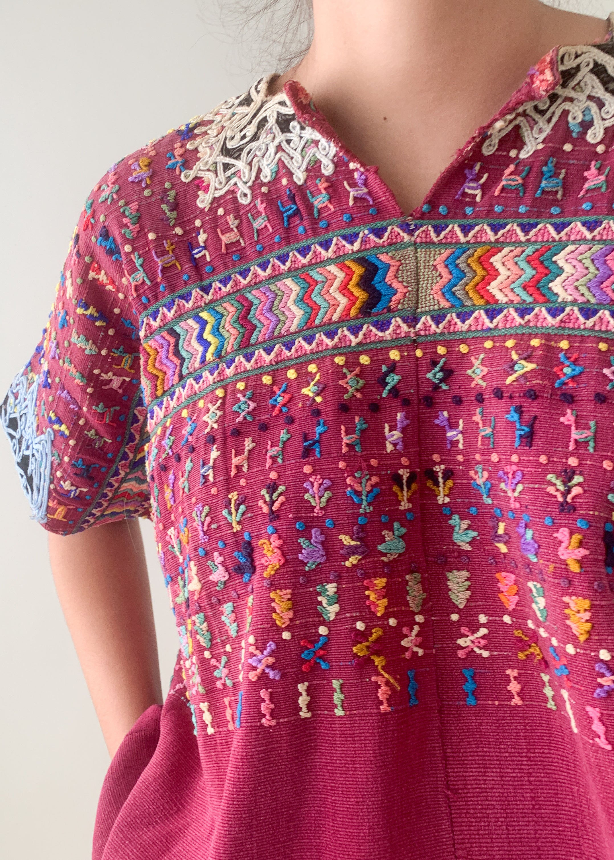 Vintage Maroon Huipil