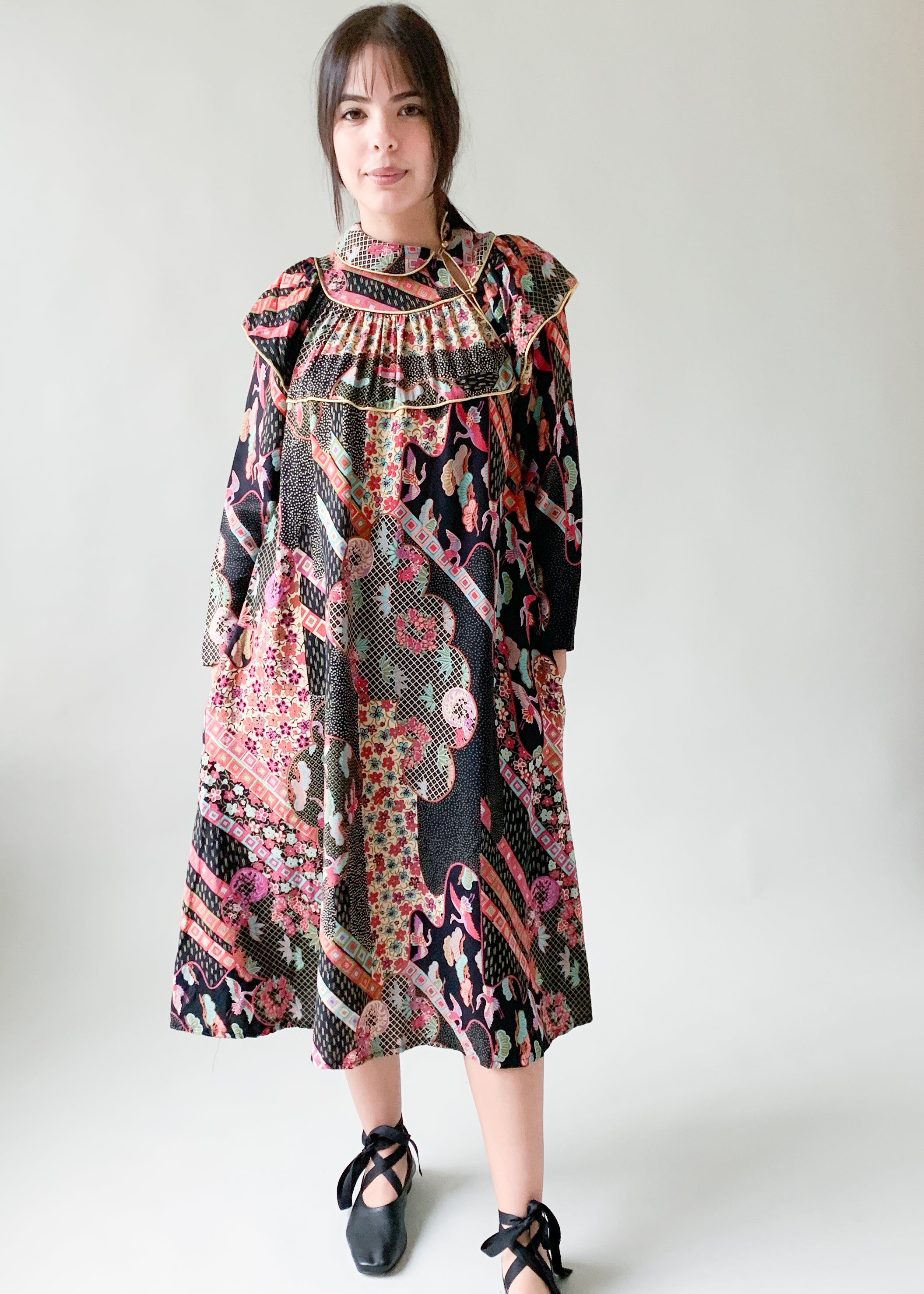 Vintage Patchwork Print Dress