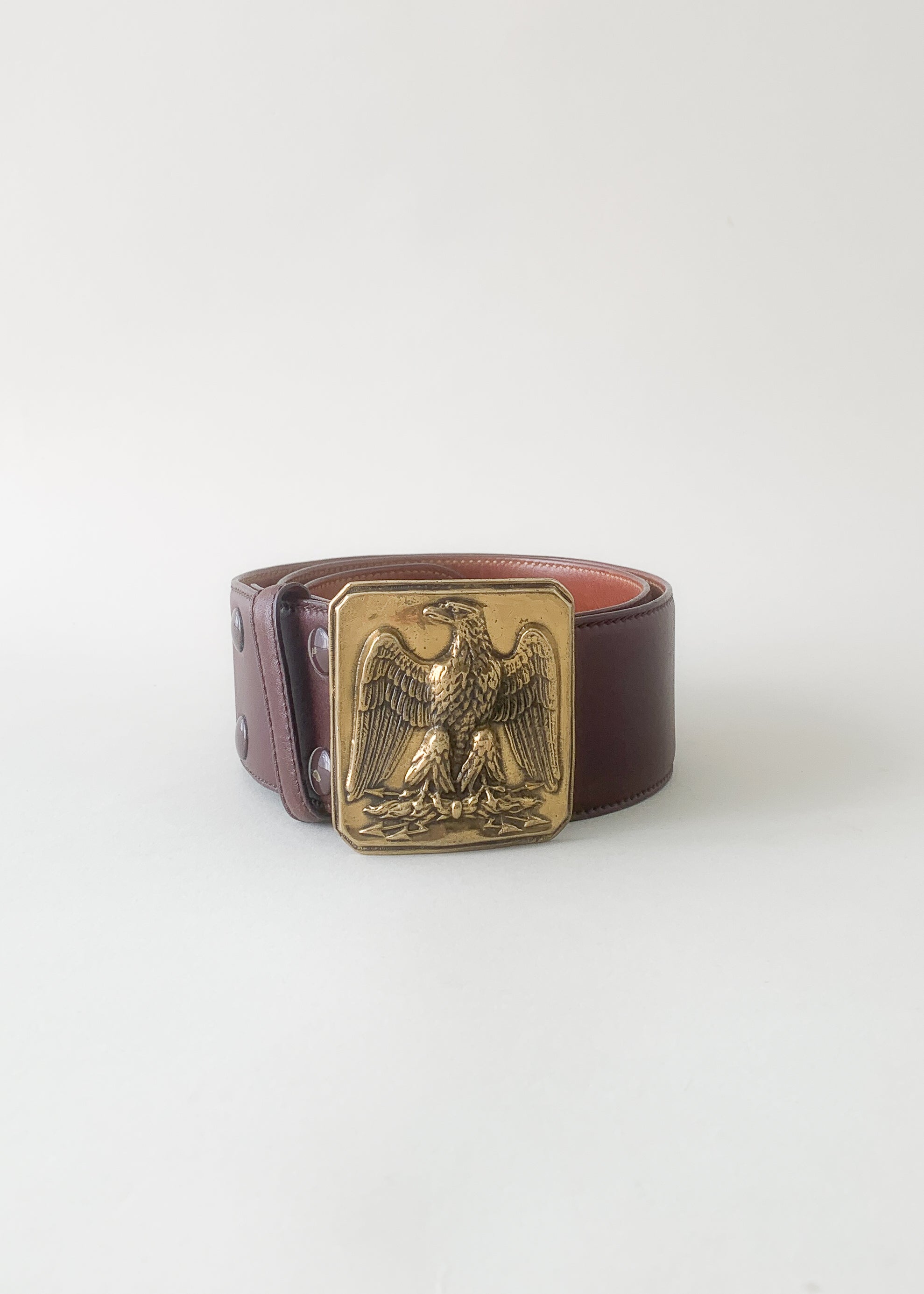 Vintage Ralph Lauren Brass Eagle Leather Belt - Raleigh Vintage