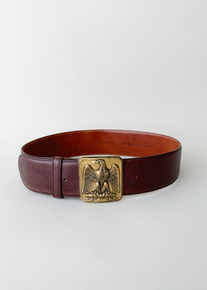 Vintage Ralph Lauren Brass Eagle Leather Belt