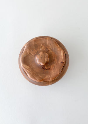 Vintage Swiss Carved Elmwood Lidded Bowl