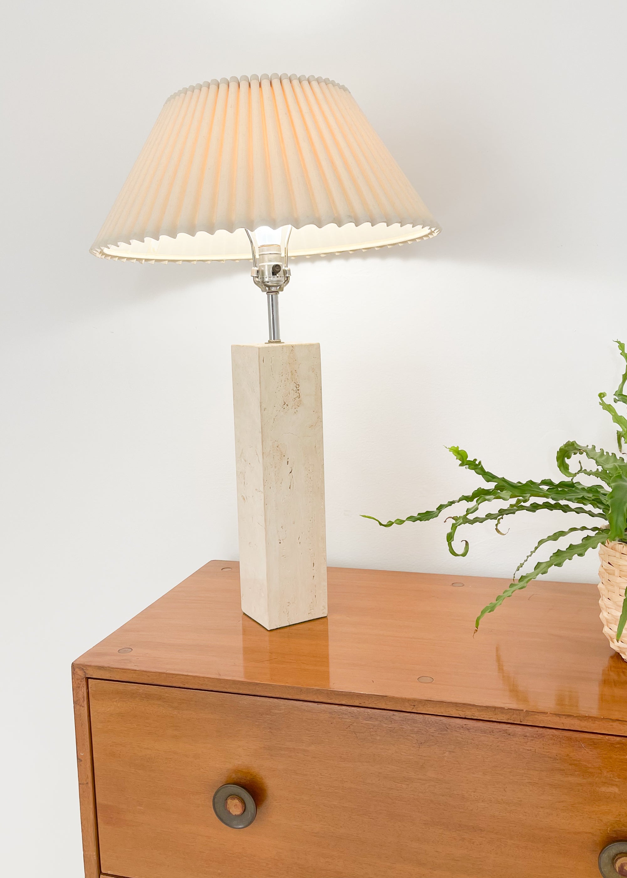 Vintage 1960s Travertine Lamp