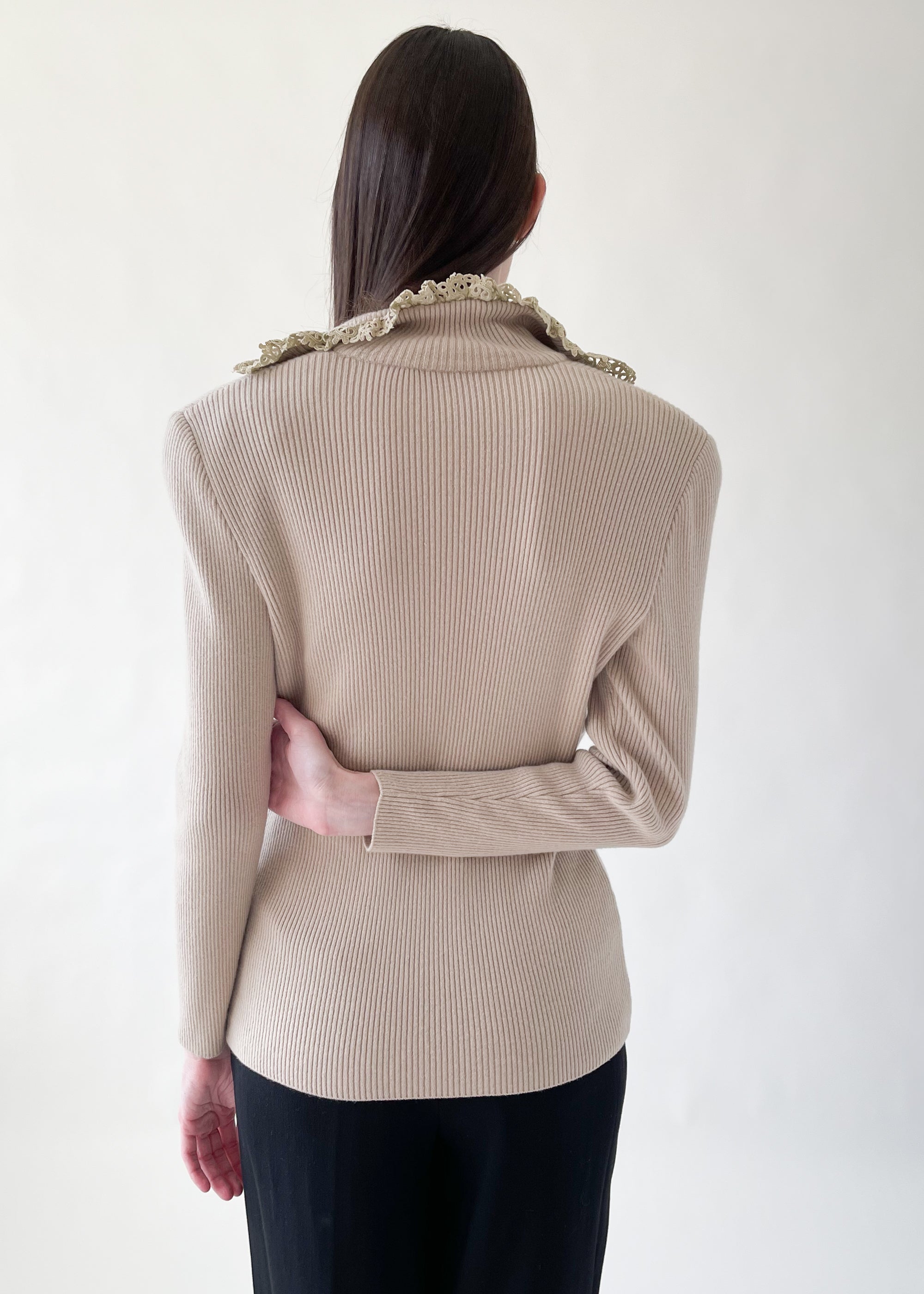 Vintage 1980s Valentino Lace Trimmed Cardigan