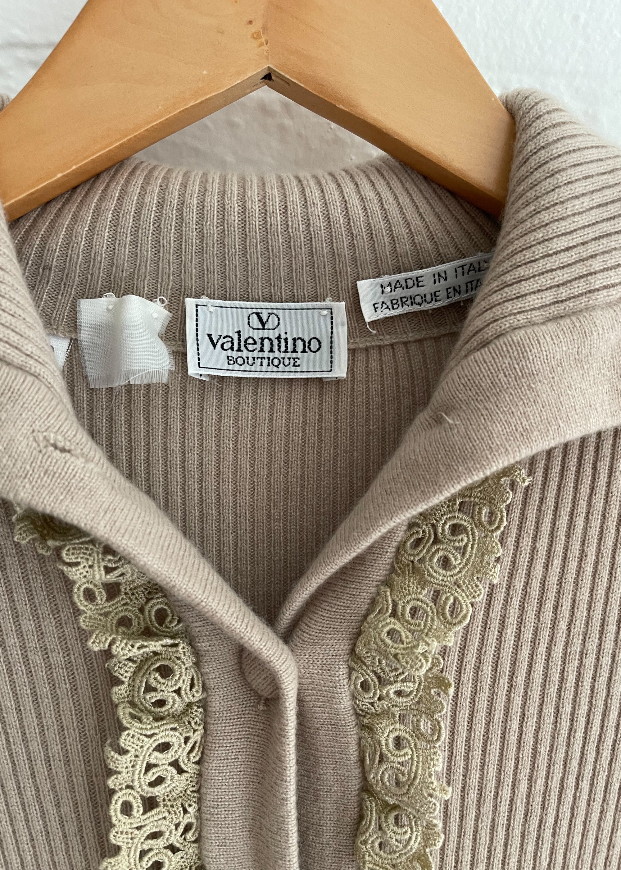Vintage 1980s Valentino Lace Trimmed Cardigan
