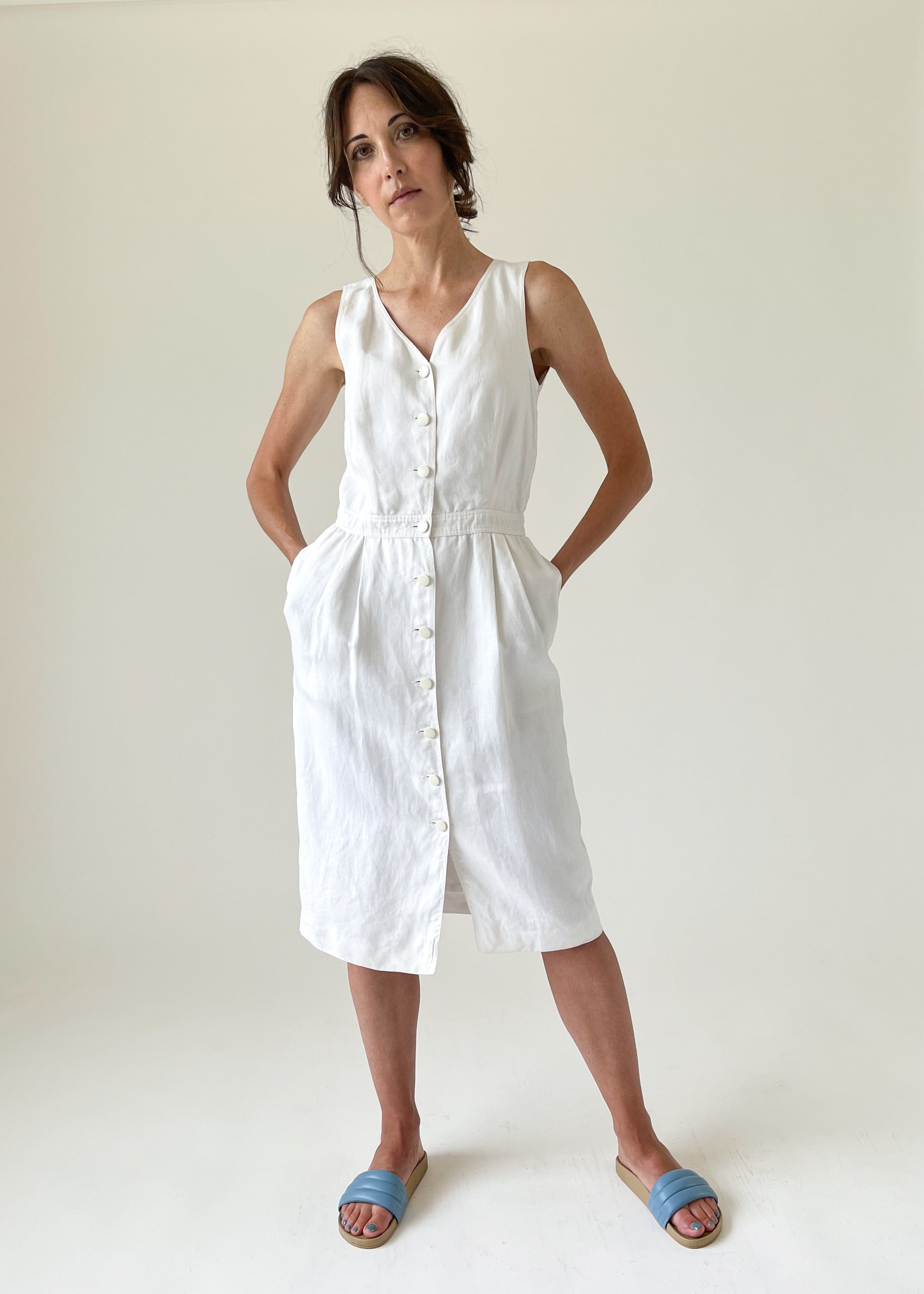 Vintage Valentino Open Back Linen Dress - Raleigh Vintage Vintage Valentino Open Back Linen Dress - Raleigh Vintage