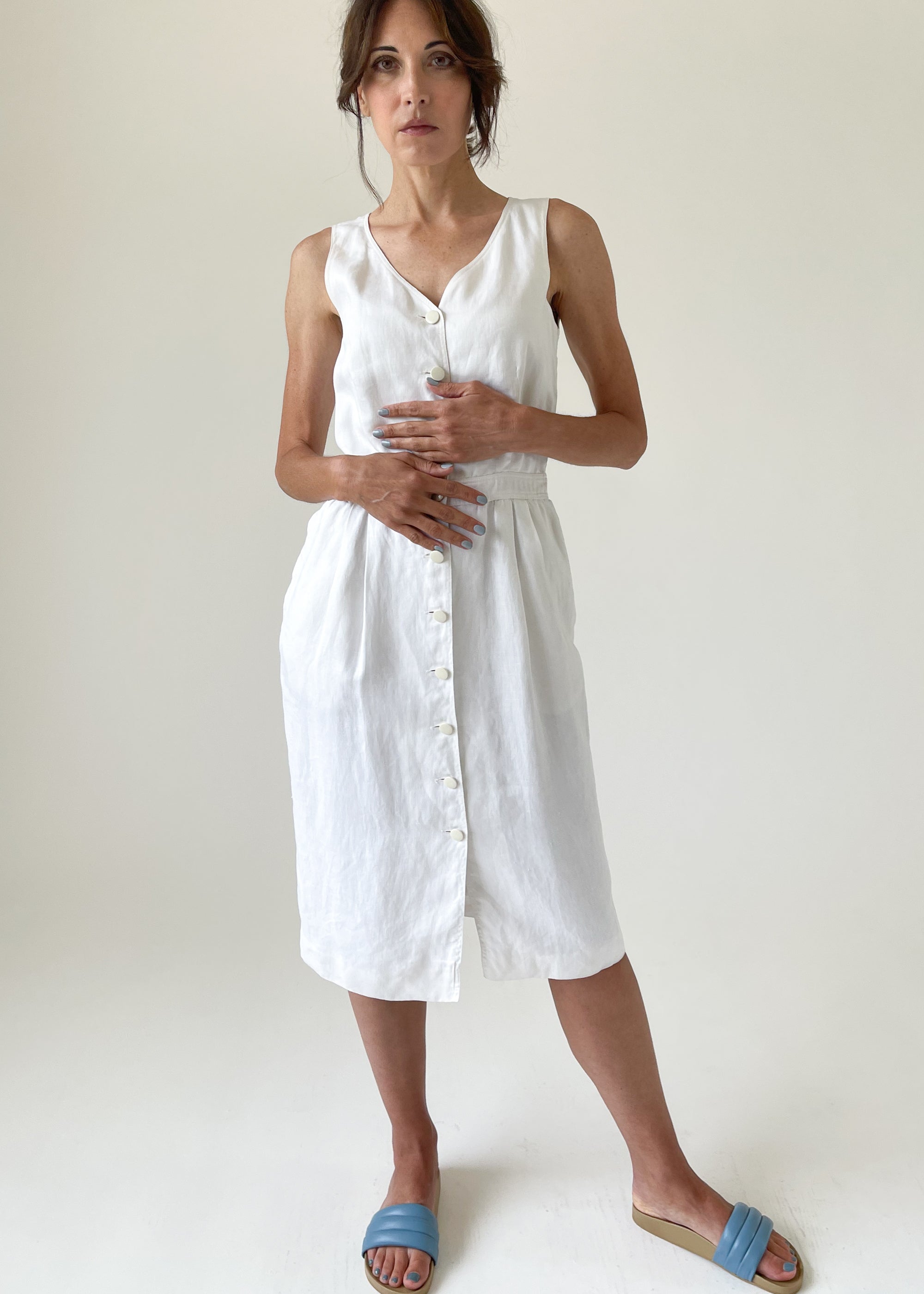 Vintage Valentino Open Back Linen Dress