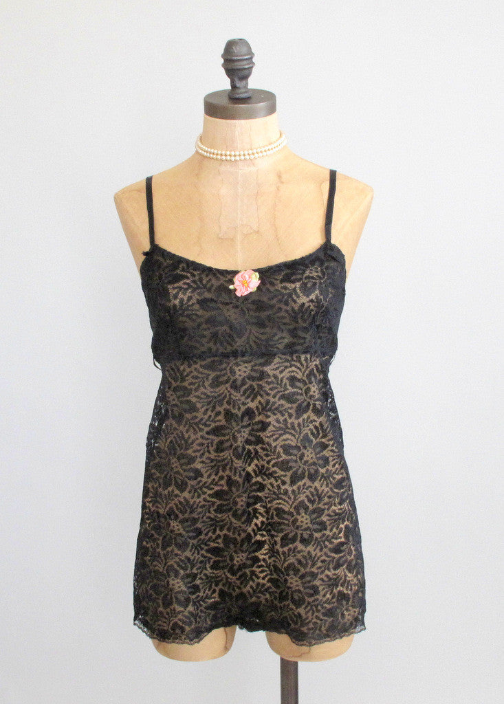Vintage 1920s Black Lace Chemise Teddy - Raleigh Vintage Vintage 1920s Black Lace Chemise Teddy - Raleigh Vintage
