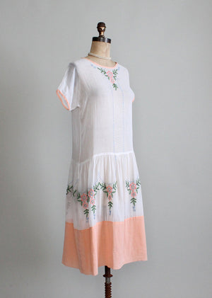 Vintage 1920s Embroidered Lawn Party Dress