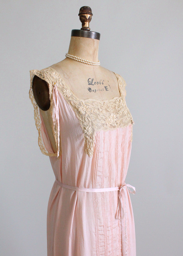 Vintage 1920s Silk and Lace Nightgown