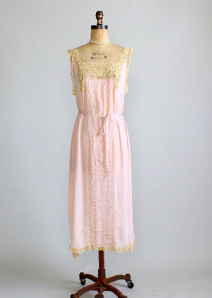 Vintage 1920s Silk and Lace Nightgown
