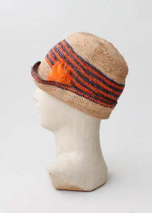 Vintage 1920s Straw Cloche Hat