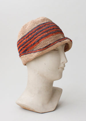 Vintage 1920s Straw Cloche Hat