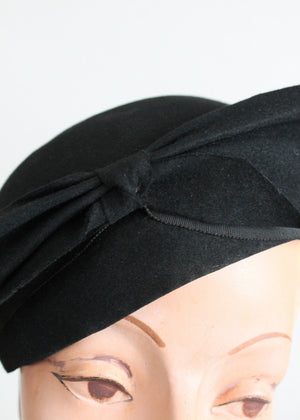 Vintage 1930s Black Felt Hat