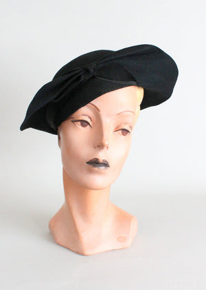 Vintage 1930s Black Tilt Hat