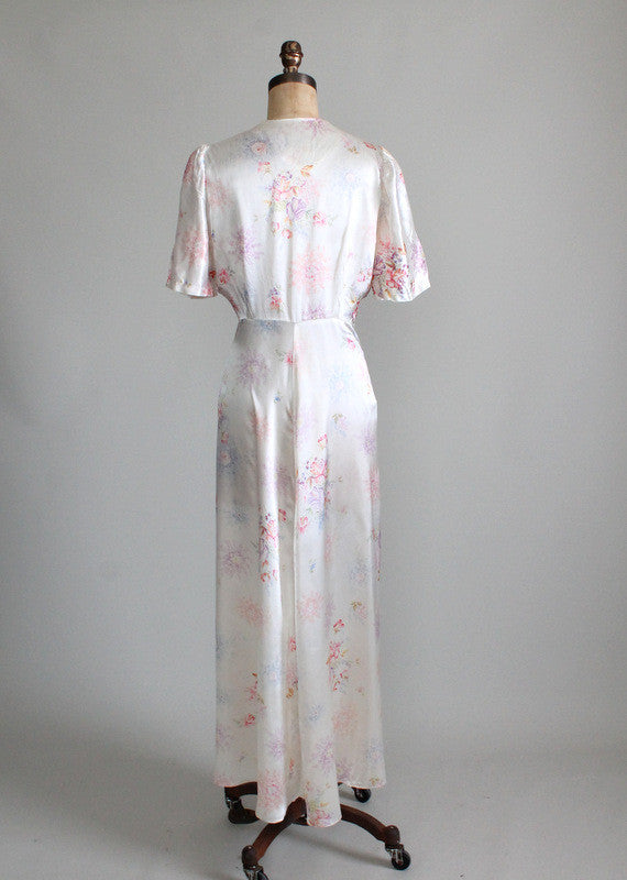 Vintage 1930s Floral Satin Robe