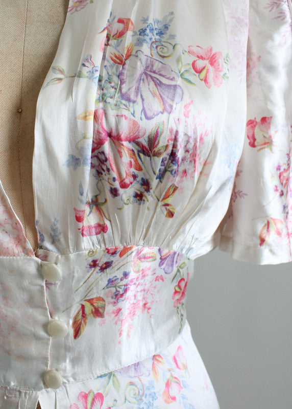 Vintage 1930s Floral Satin Robe