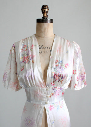 Vintage 1930s Floral Satin Robe