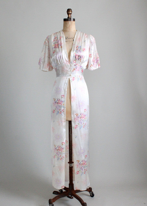 Vintage 1930s Floral Satin Robe