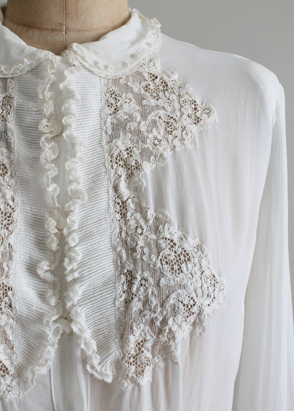 Vintage 1940s White Lace Blouse